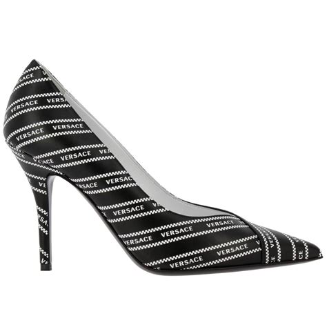 Versace pumps scarpe donna décolleté in pelle vernice nero .